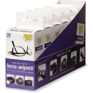 imageInvisible Glass 90102 Lens Cleaning Wipes  StreakFree LintFree Wipes for Glasses Camera Lenses Binoculars ampamp Smartphone Cameras Safe on Reflective Coatings  20 CountPack of 6