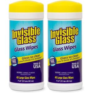 imageInvisible Glass 901603PK Glass Cleaning Wipes PreMoistened StreakFree and LintFree Safe for Windows Mirrors Windshields and Tinted Glass 40 Count Pack of 340 Count Pack of 2