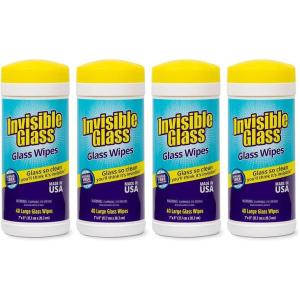 imageInvisible Glass 901603PK Glass Cleaning Wipes PreMoistened StreakFree and LintFree Safe for Windows Mirrors Windshields and Tinted Glass 40 Count Pack of 340 Count Pack of 4