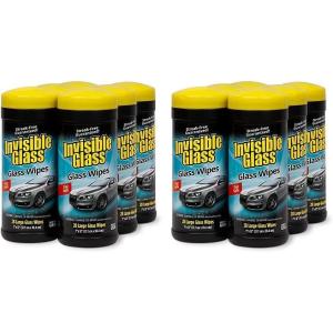 imageInvisible Glass 90166 Large Glass Cleaning Wipes for StreakFree Windows Mirrors and Glass LintFree AmmoniaFree TintSafe for Home and Auto Canister 28 Wipes Pack of 128 Count Pack of 12