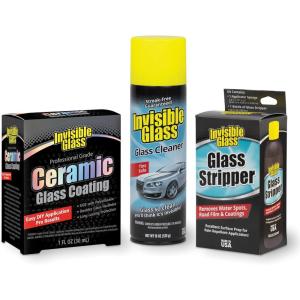 imageInvisible Glass 91411 Glass Stripper  Hard Water Spot Remover  Strips Coatings Waxes Oils ampamp Road Film  Preps Windshields for Rain Repellent ampamp Ceramic Coating  4 Fl Oz24 Fl Oz Pack of 1