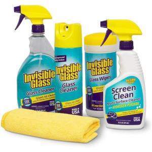 imageInvisible Glass 99612 Home Glass Spray Kit Includes Premium Glass Cleaner Spray and Glass Cleaner Wipes Screen Clean MultiSurface Cleaner and Microfiber Perfect AllInOne Household Cleaning Set