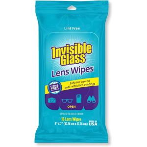 imageInvisible Glass 90060 Lens Cleaning Wipes  StreakFree LintFree Wipes for Glasses Camera Lenses Binoculars ampamp Smartphone Cameras Safe on Reflective Coatings  16 Count16 Count Pack of 1